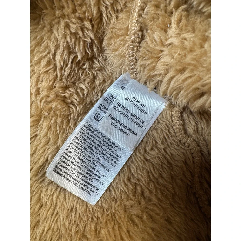 Baby Gap Brown Sherpa Fleece Bear Bunting One Piece Hooded Pram Suit 3-6 Months